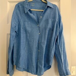 Lily pultzer Light Blue Linen Button-Up Shirt
